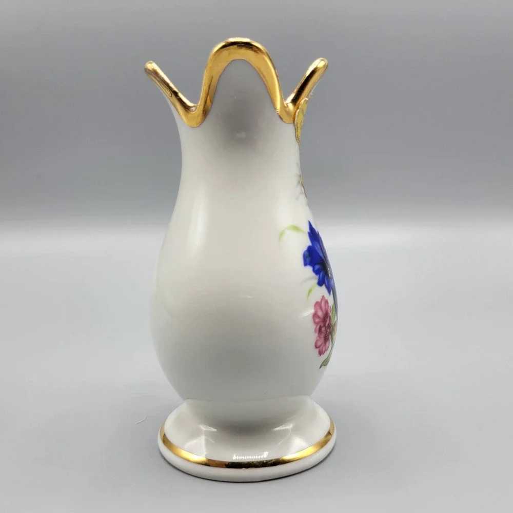 Vintage Wagner Bavaria Porcelain Flower Bud Vase Gold Trim 4